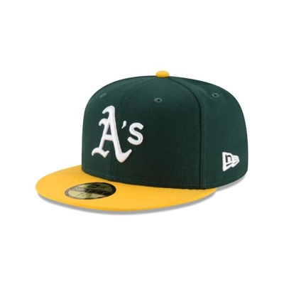 Green Oakland Athletics Hat - New Era MLB Authentic Collection 59FIFTY Fitted Caps USA3560847